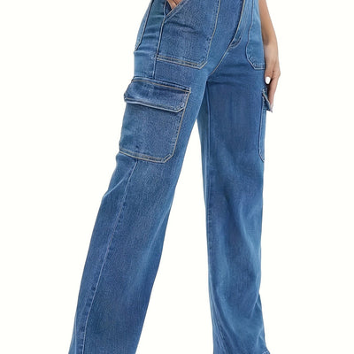 Emma | Women's high-stretch cargo denim jeans with pockets