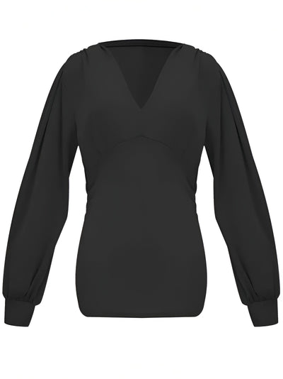 Caylee - Getailleerde Casual Blouse met Lantaarnmouwen