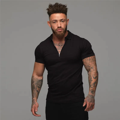 Slim Fit Polo Heren – Korte Mouwen met Ritskraag