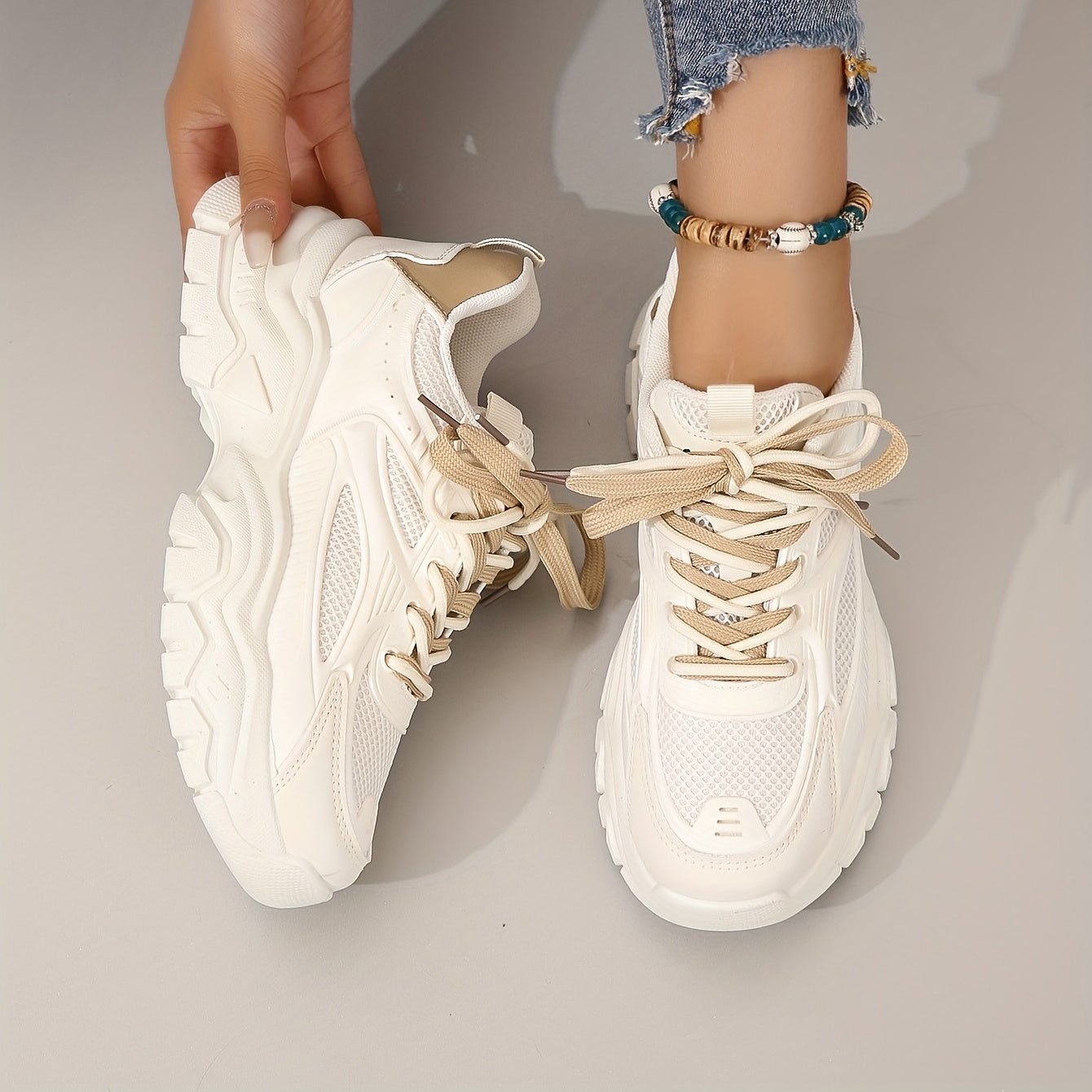 Emma | Comfortabele beige sneakers