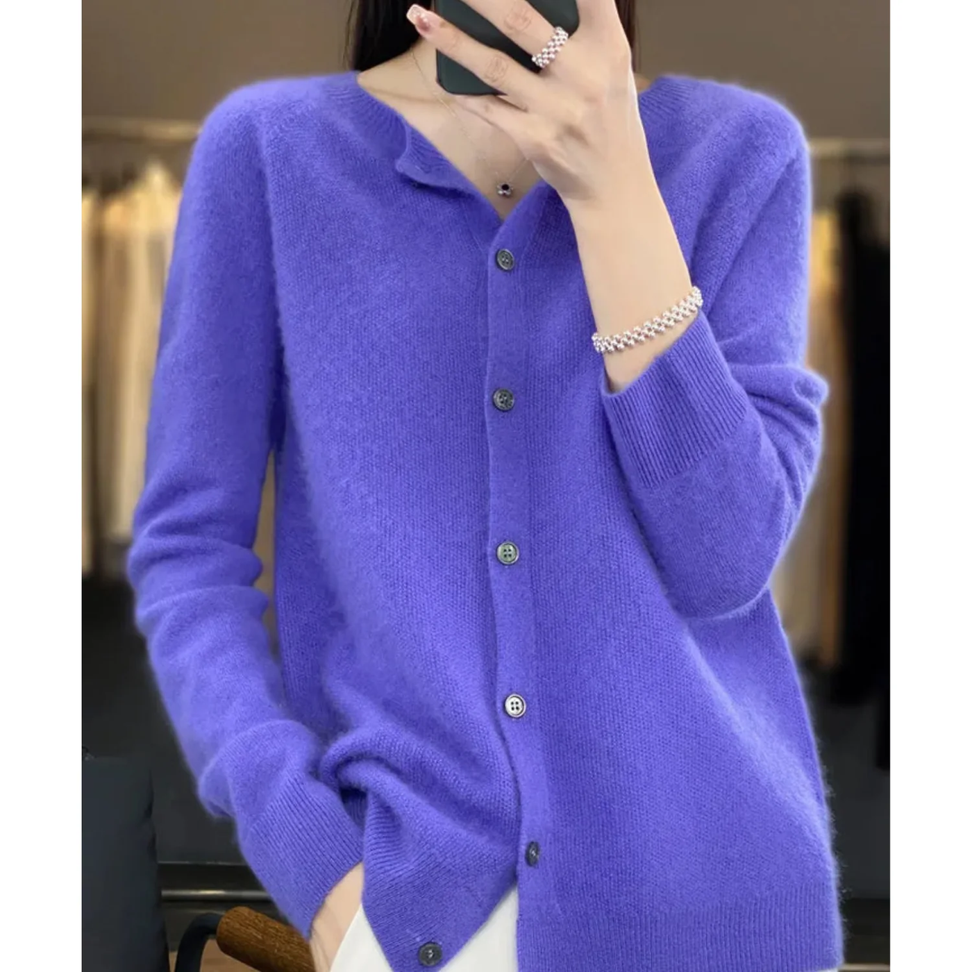 Knitted Cardigan with Buttons – Soft V-Neck Sweater