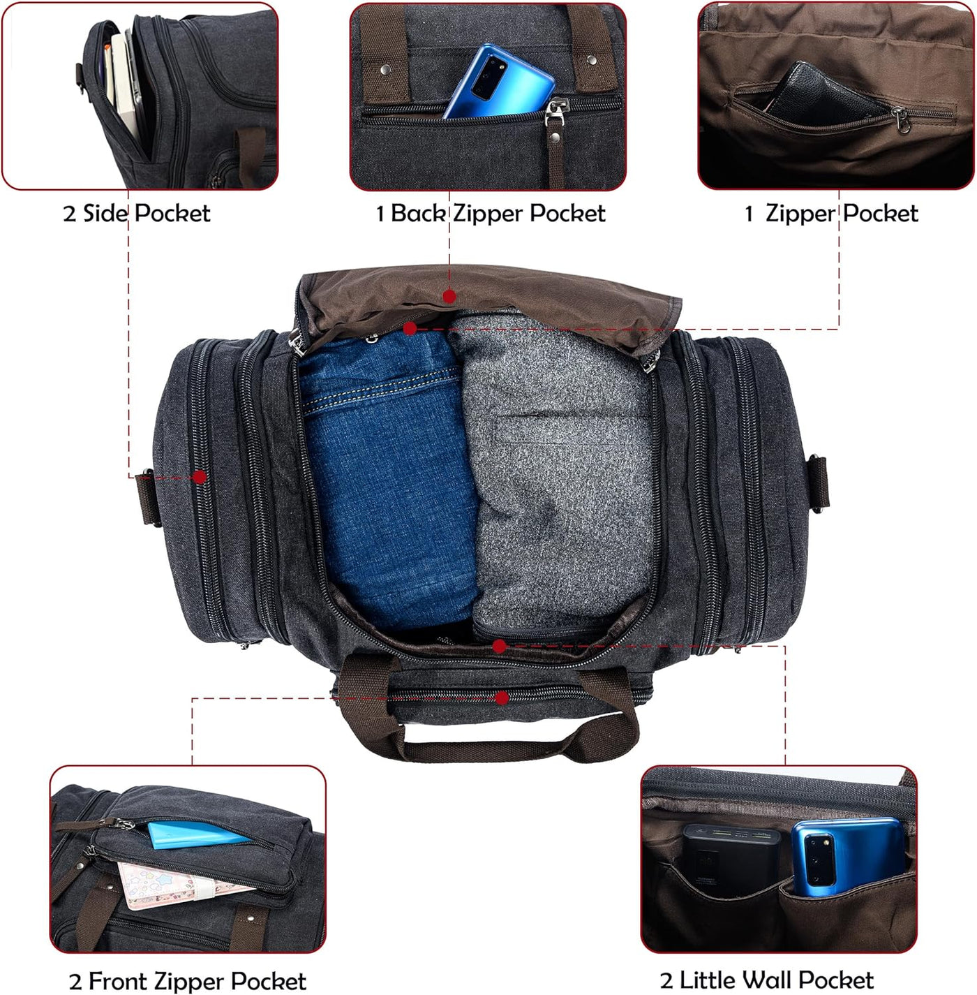 FlexVoyager - Canvas Uitbreidbare Weekendtas