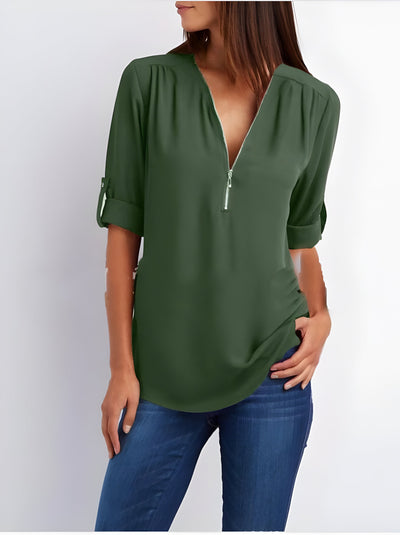 Amaya - Stijlvolle Blouse met Halve Rits