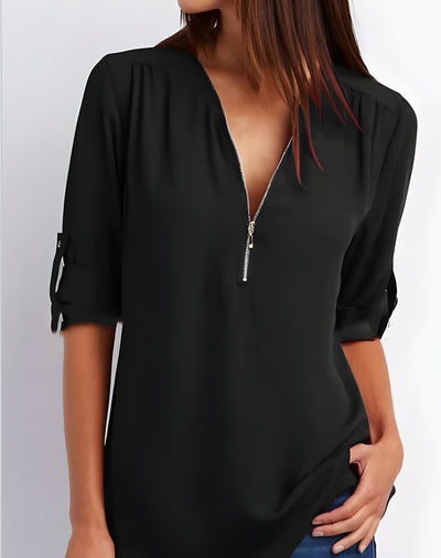 Amaya - Stijlvolle Blouse met Halve Rits
