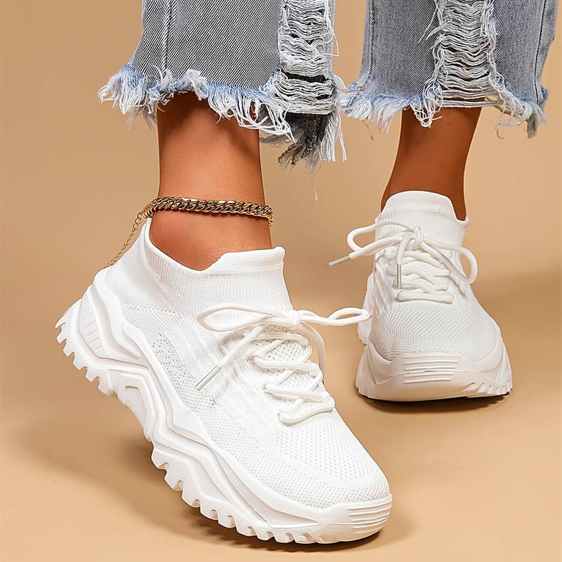 Dames Sneakers – Lichtgewicht Veterschoen met Sportieve Zool
