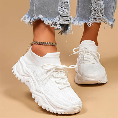 Dames Sneakers – Lichtgewicht Veterschoen met Sportieve Zool