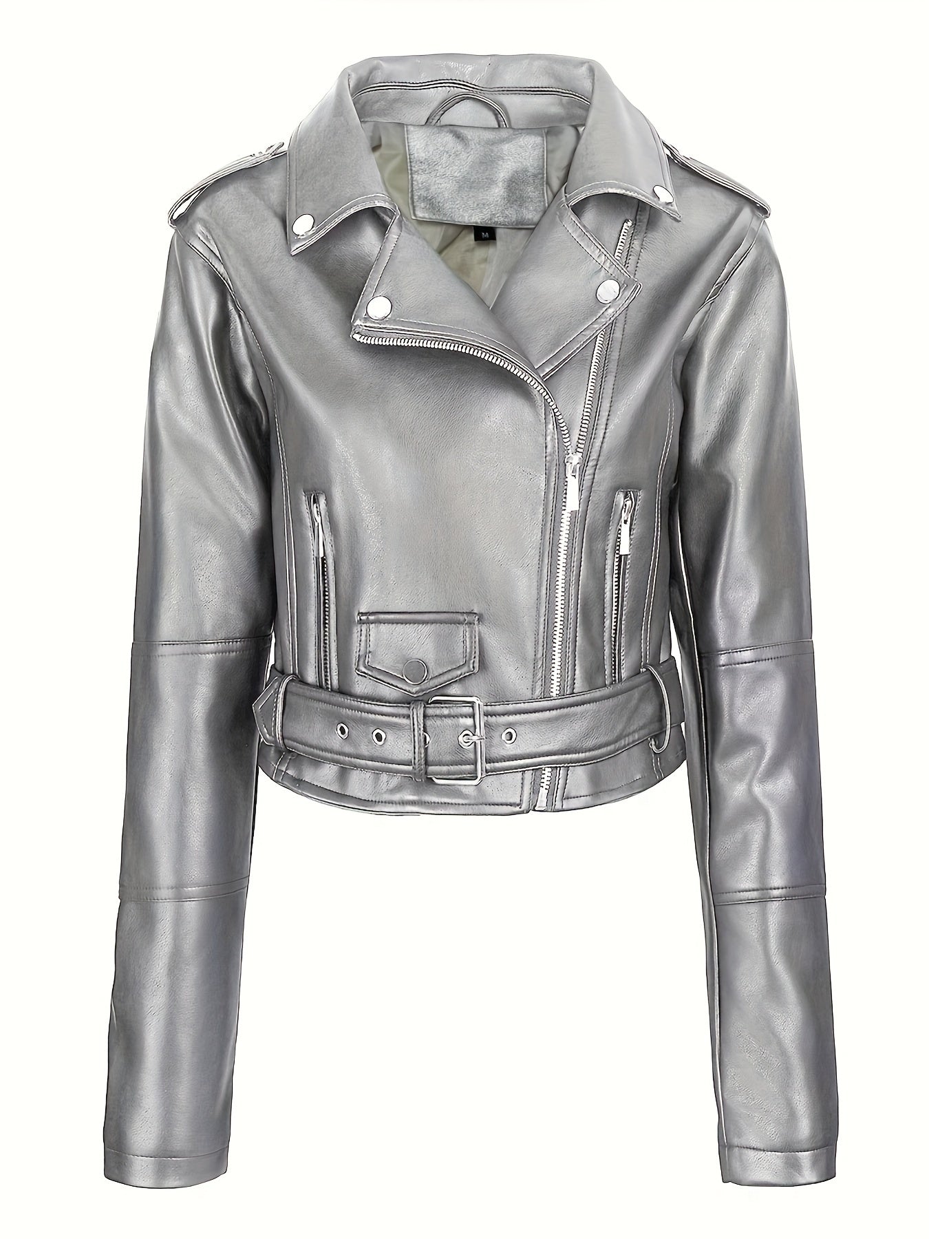 Lotte | Faux leather crop jacket with zipper and long sleeves