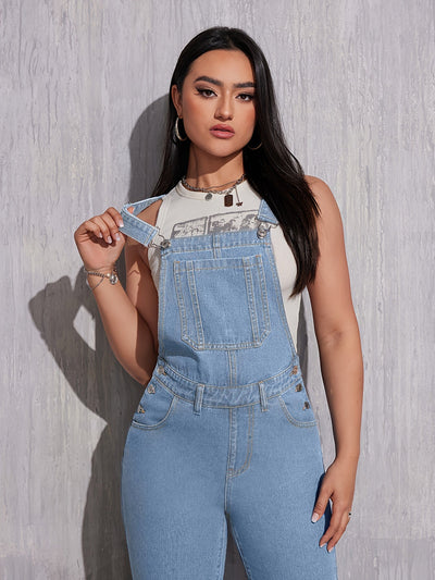 Evelien | Plain light blue denim overalls