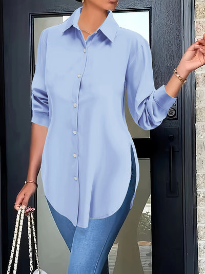 Elise | Elegant blouse with split button closure and long sleeves