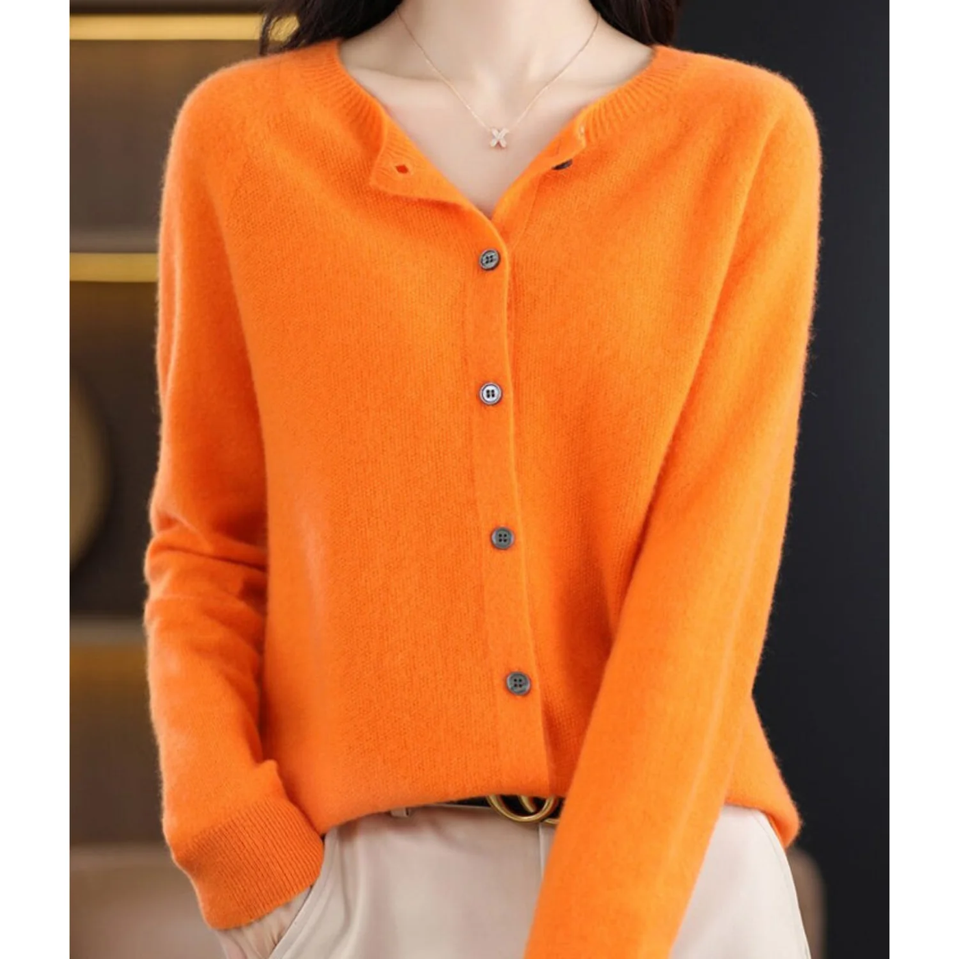 Knitted Cardigan with Buttons – Soft V-Neck Sweater