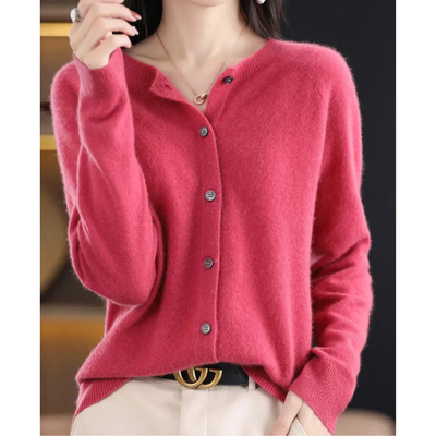 Knitted Cardigan with Buttons – Soft V-Neck Sweater