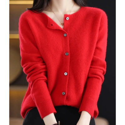 Knitted Cardigan with Buttons – Soft V-Neck Sweater