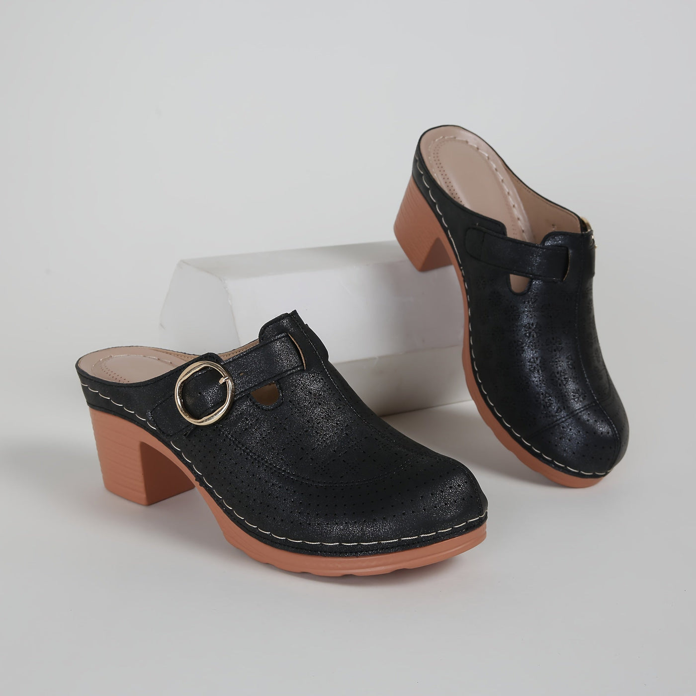 Elin | Elegant women's mules with platform and thick heels