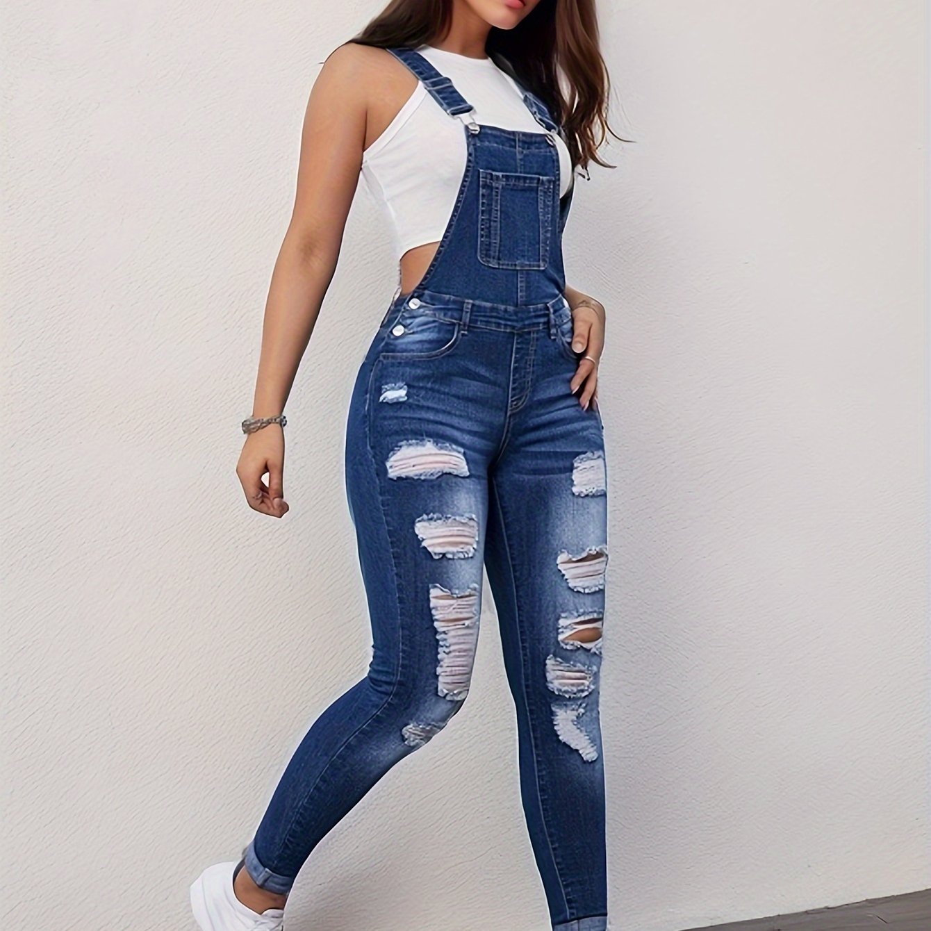 Eva | Blue denim dungarees