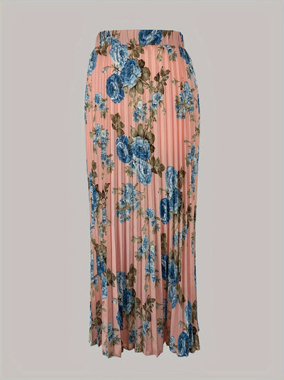 Luna | Elegant floral print high-waisted skirt