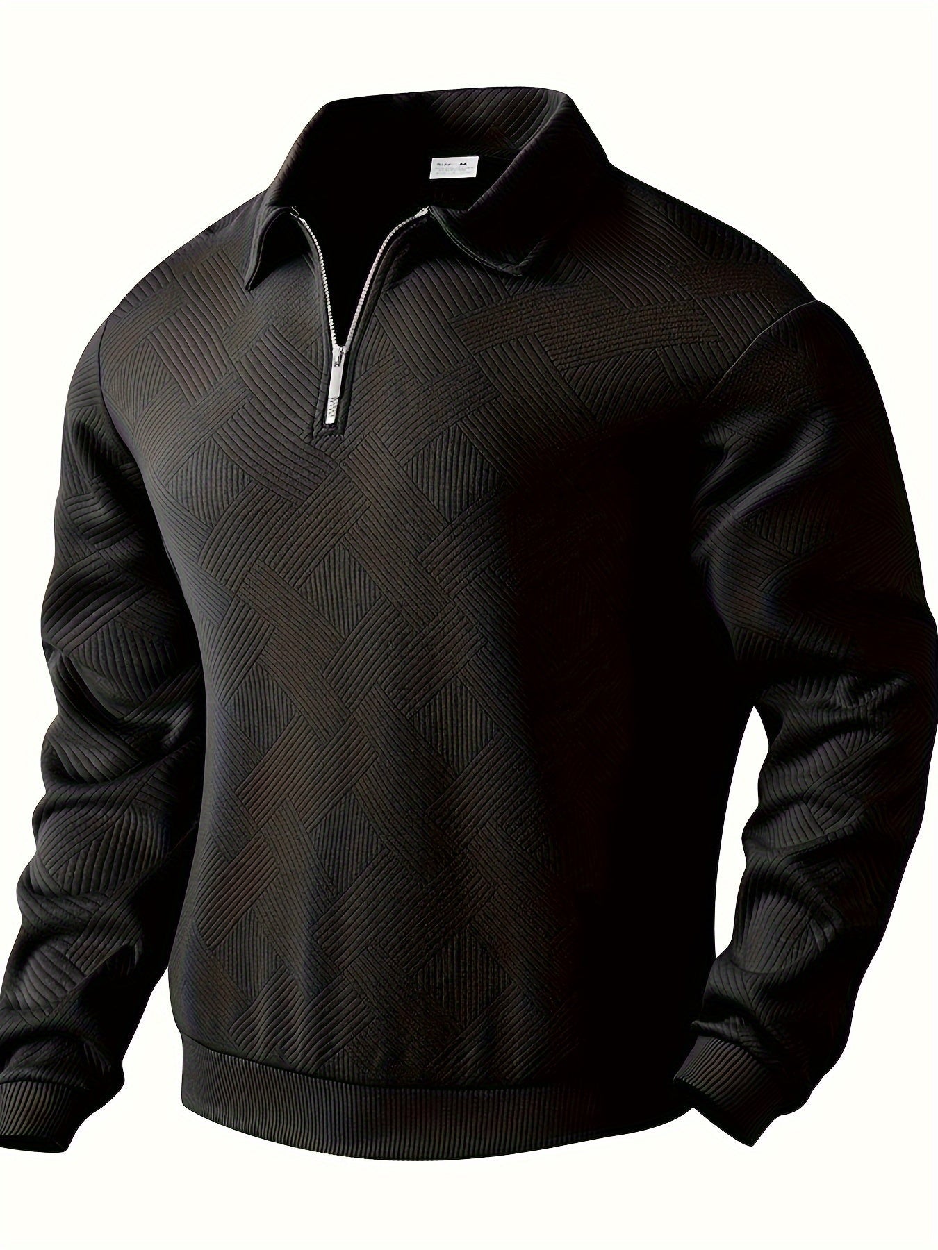 Daan | Geometrisch patroon pullover met rits en revers kraag