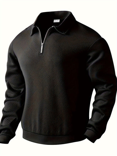 Daan | Geometrisch patroon pullover met rits en revers kraag