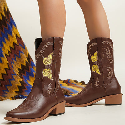 Vera | Cowboylaarzen met vlinderpatroon voor dames