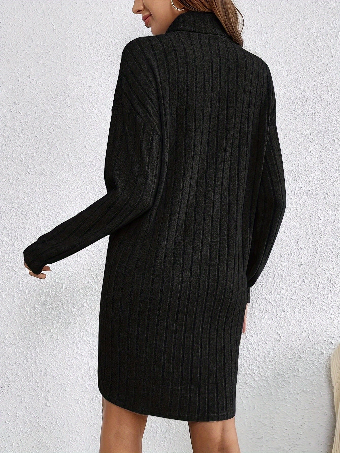 Sophie | Effen turtleneck jurk met lange mouw in gebreid materiaal