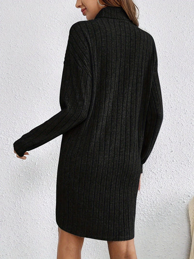 Sophie | Effen turtleneck jurk met lange mouw in gebreid materiaal