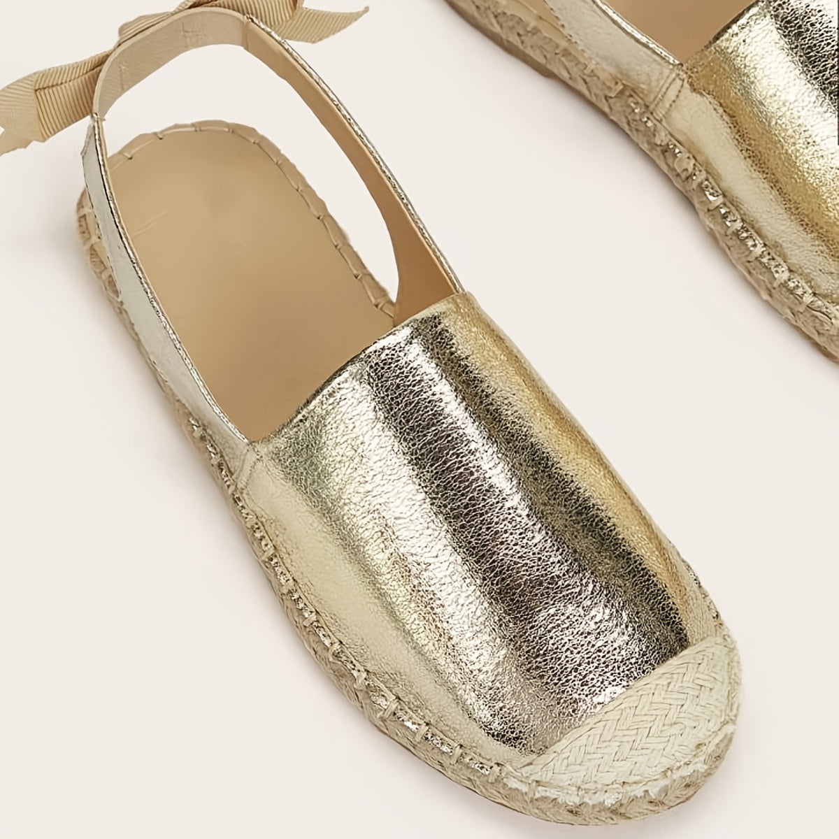 Elise | Gold-colored espadrilles with elastic slingback