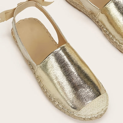 Elise | Gold-colored espadrilles with elastic slingback