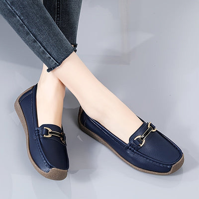 Sanne | Comfortabele platte dames mocassins met gesp