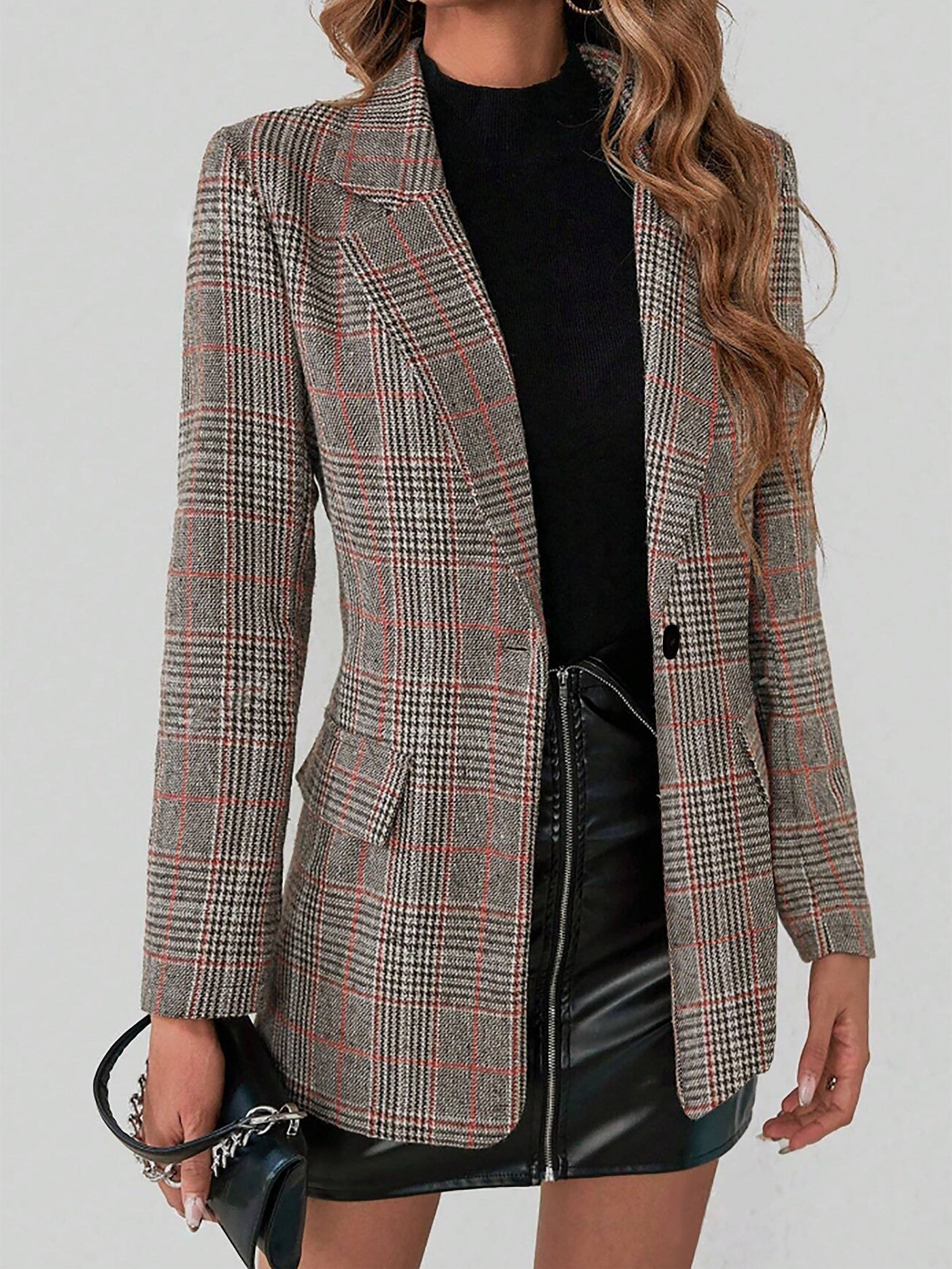 Emma | Elegant checked blazer with long sleeves