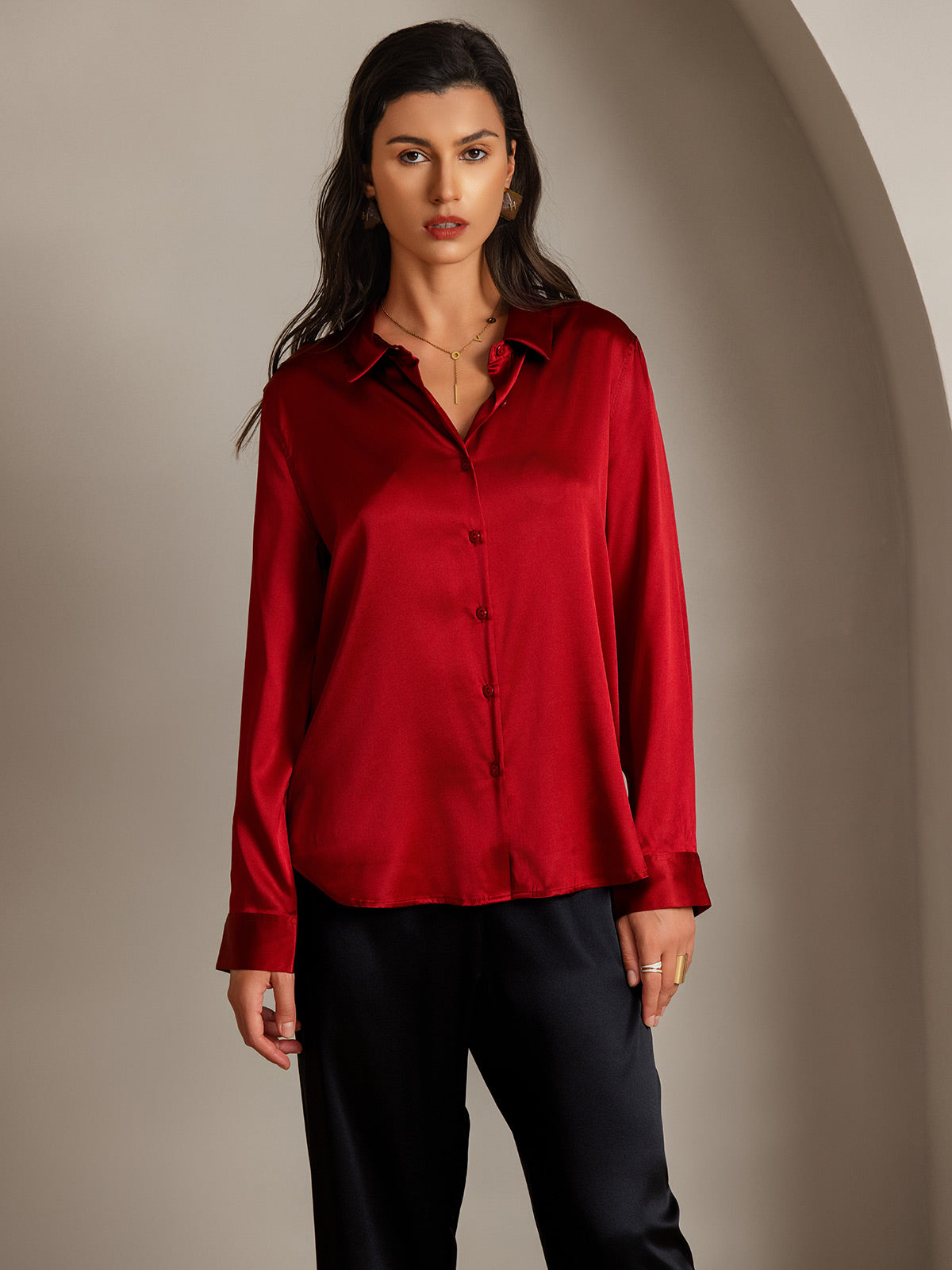 Clemence - Moderne Militaire Chic Dames Overhemd met Revers