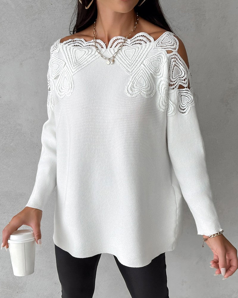 Margaux - Kanten Paneel Off Shoulder Tops