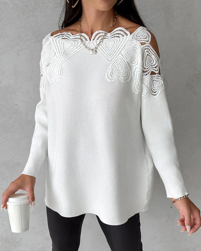 Margaux - Kanten Paneel Off Shoulder Tops