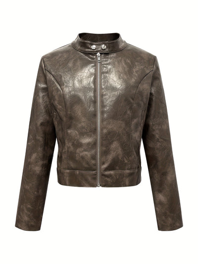 Lara | PU leather bomber jacket with zipper
