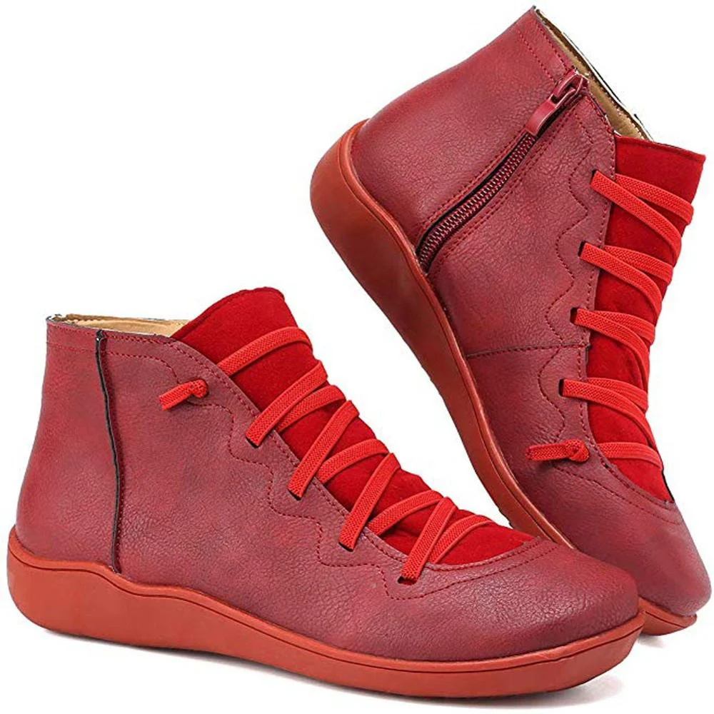 Dames enkelboots met rits – Veterschoen in casual design