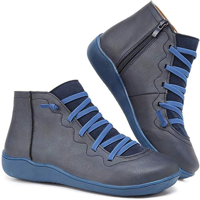 Dames enkelboots met rits – Veterschoen in casual design