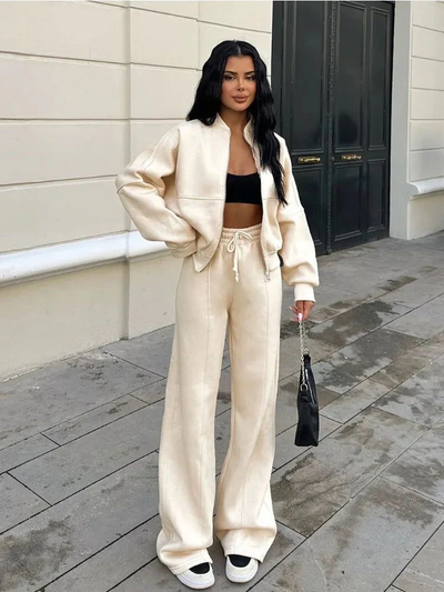 Loungewear Set with Zipper Vest – Relaxed Fit