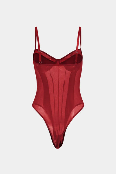 Celestia - Een verleidelijke doorschijnende mesh corset-body voor dames
