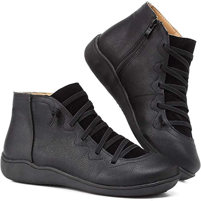 Dames enkelboots met rits – Veterschoen in casual design