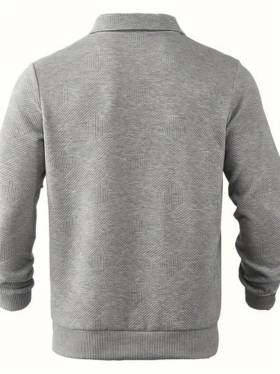 Daan | Geometrisch patroon pullover met rits en revers kraag