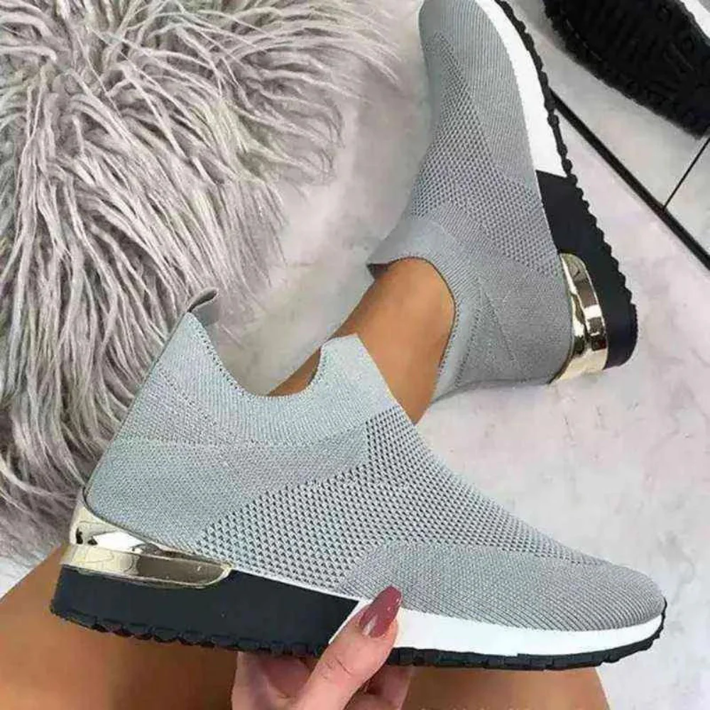 Dames sneakers zonder veters – Ademend mesh en elastische instap