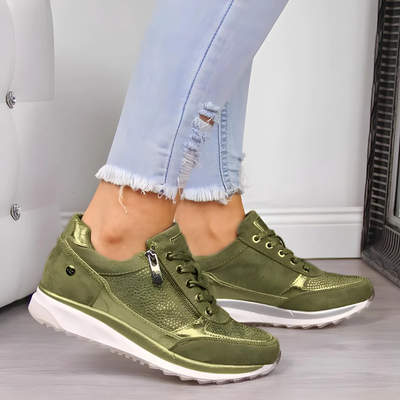 Dames Sneakers met Ritssluiting - Verhoogde Zool - Ademend Mesh