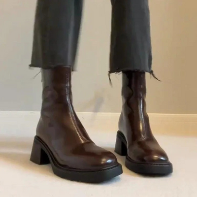 Women's square toe block heel ankle boots