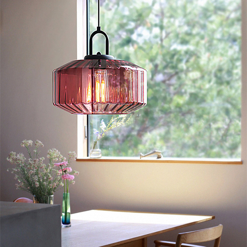 Minda - Mid Century Striped Glass Pendant Light