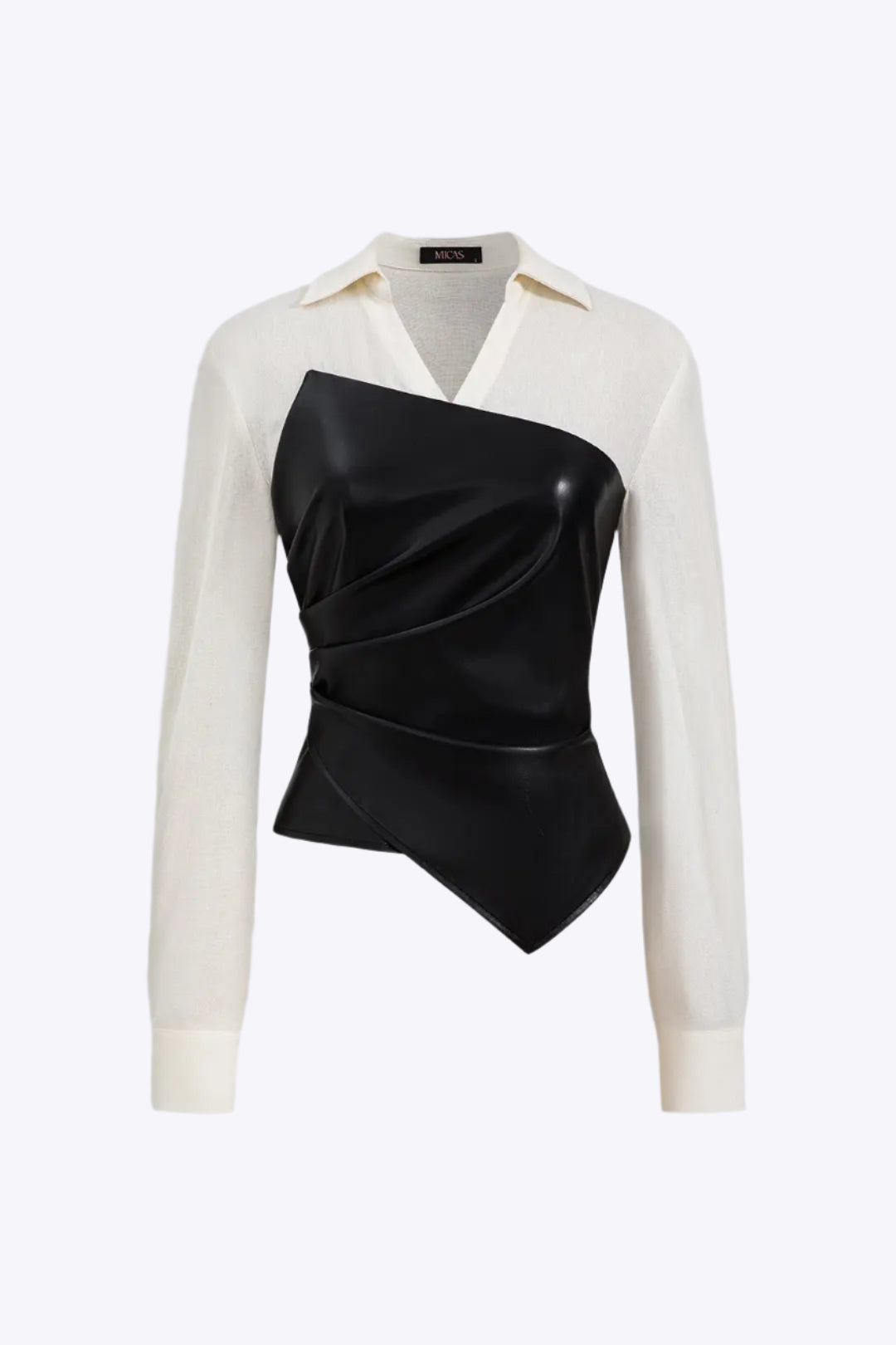 Echo - Stijlvolle Rits V-Hals Patchwork Dames Langemouwen Shirt