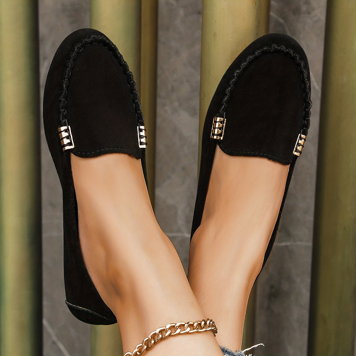Joyce | Black comfortable non-slip moccasins