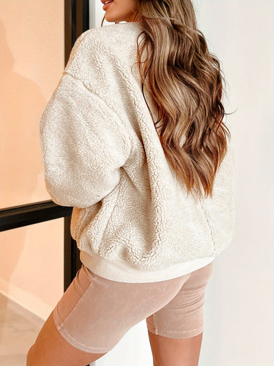 Nina | Fleece bomberjack in effen kleur