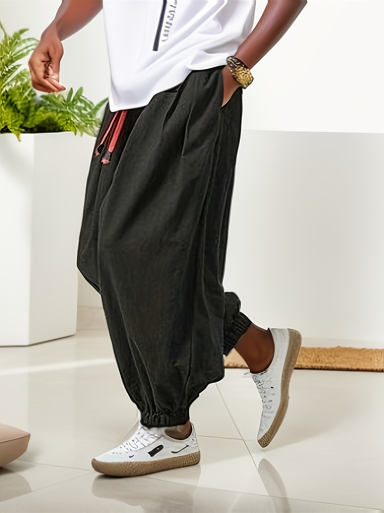 Lucas | Casual wide beach pants with drawstring