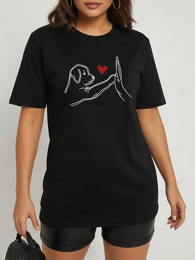 Lotte | Casual dames T-shirt met hondprint