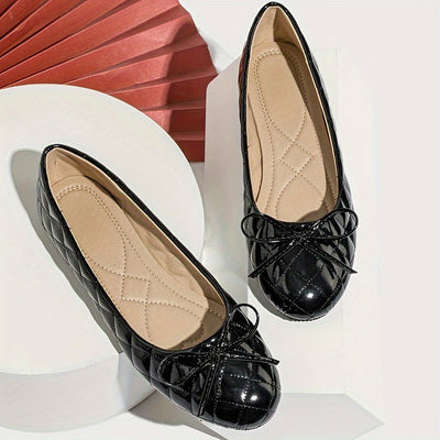 Luna | Black shiny diamond ballerinas