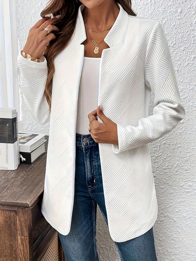 Emma | Plain textured open-front blazer with long sleeves