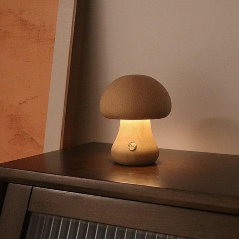 Mykora - Wooden Mushroom Table Lamp Touch Sensitive